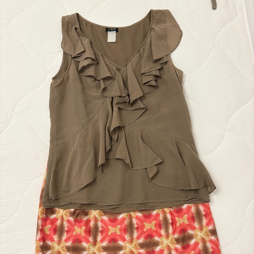J. Crew silk fully lined side zip ruffled top. S 4